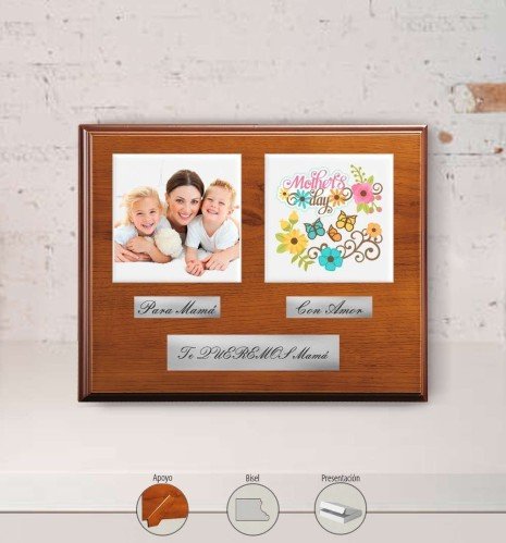 Budget Personalised Commemorative Plaque for Mother (Porcelain on Wood)