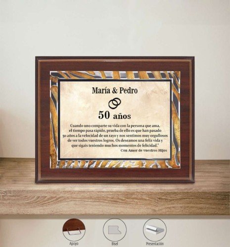 Budget commemorative plaque with gold granite-effect two-tone plate