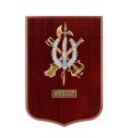 Spanish Legion BOEL crest plaque with cast pieces in bronze and nickel