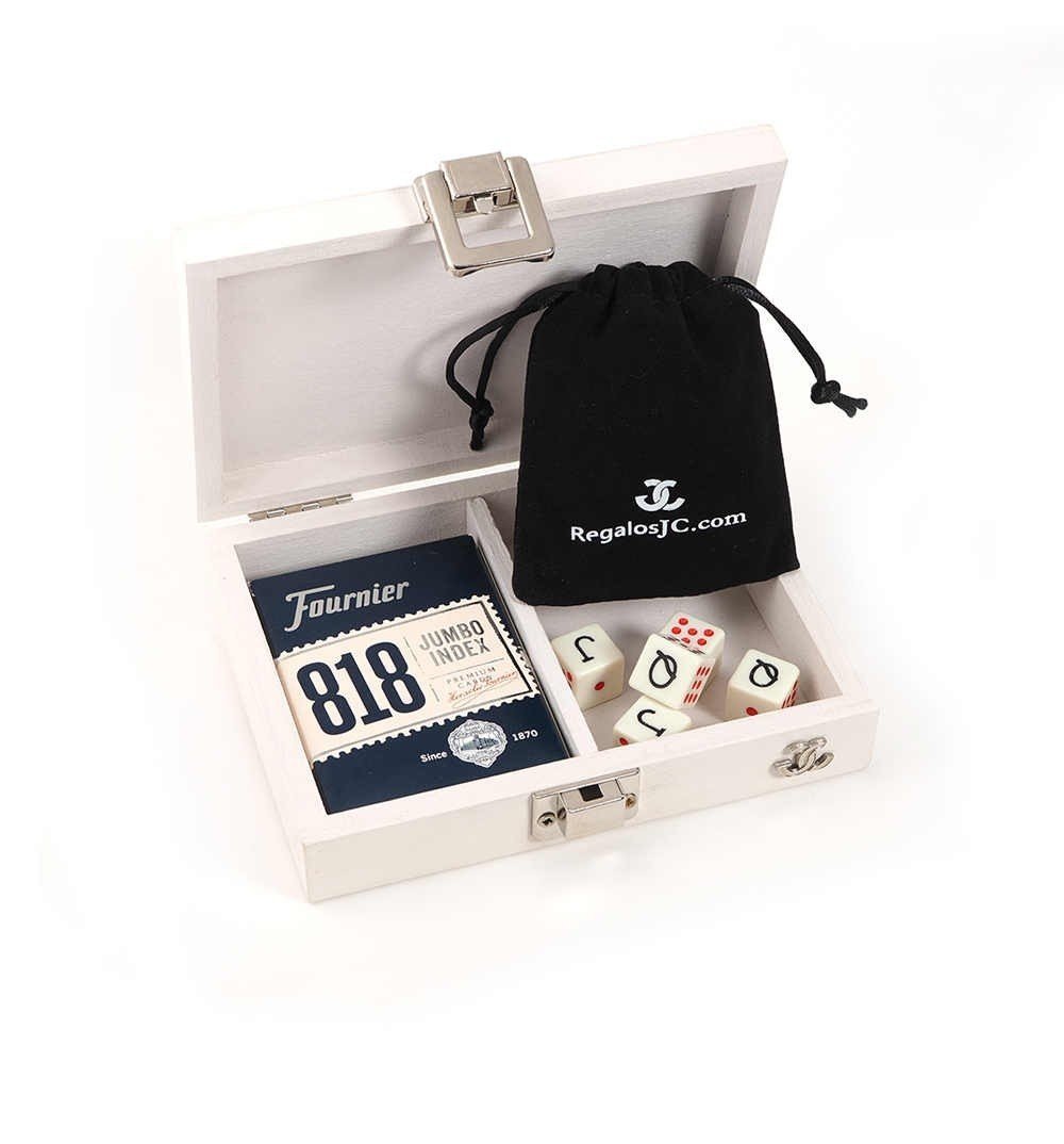 Estuche Poker: Caja de Madera con Baraja y dados de Poker