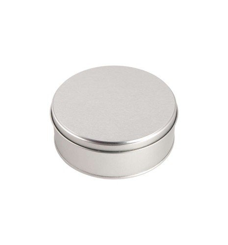 custom round aluminium tin silver 155x50