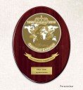 Custom crest plaque with round porcelain on oval wood