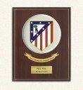 Crest plaque on rectangular wood with round porcelain