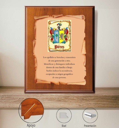 Premium plaque with full-colour die-cut parchment and wooden stand