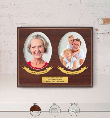 Budget commemorative plaque with 2 custom oval porcelains