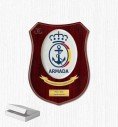 Metopa de la Armada Española con madera curva color caoba de 25x18,5 cm