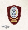 Metopa Escudode la Armada en porcelana sobre madera Corazón caoba de 26 cm.