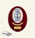 Metopa de la Armada en madera Ovalada color caoba de 25,5 cm con porcelana foto impresa