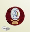 Metopa Armada Española, madera caoba en forma redonda de 22,5 cm con Escudo foto impreso en porcelana.