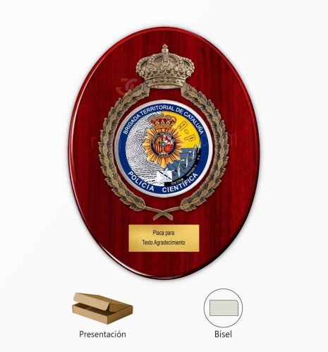 Metopa Personalizada con Laurel y Corona del Reino de España en Bronce y Porcelana Fotográfica