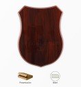 Curved wooden base for crest plaques in gloss mahogany