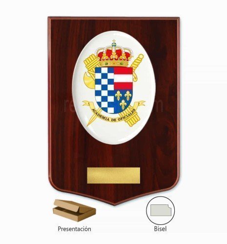Guardia Civil Officers' Academy El Escorial Centre crest plaque with plate and box