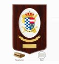 Metopa del Centro de El Escorial de la Academia de Oficiales con placa, orla y estuche.