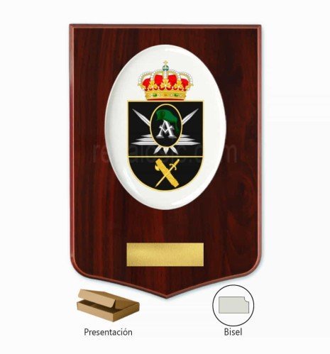 Crest plaque of the former Guardia Civil Auxiliary Volunteers with crest, plate and box