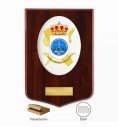 Guardia Civil Central Operational Unit (UCO) crest plaque with plate and cardboard box