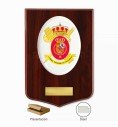 Guardia Civil Royal Household Special Security Unit crest plaque with plate and kraft cardboard box