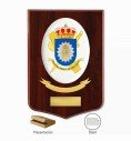 Guardia Civil Tax and Border Headquarters crest plaque with scroll, plate and kraft box