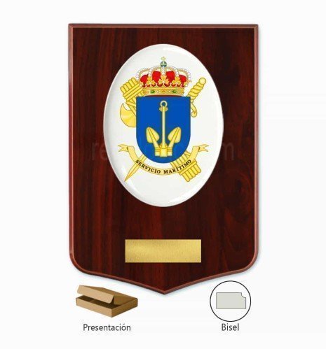 Guardia Civil Maritime Service (SEMAR) crest plaque with plate and kraft box