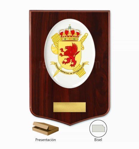 Guardia Civil Special Intervention Unit (UEI) crest plaque with plate and presentation box