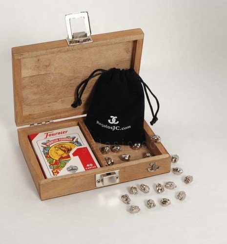 copy of Conjunto set de Mus en Caja metálica de Aluminio con amarracos y baraja Española