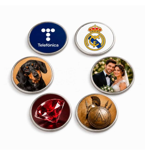 Fichas para juegos de mesa personalizadas en metal acabado níquel