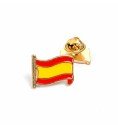 Spain flag enamel pin with gold finish and back with butterfly clutch