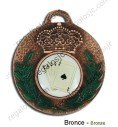 Medalla bronce de 55mm con corona y laurel en color verde, 2 caras para pesonalizar.