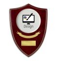 Customise a crest plaque with round porcelain on heart-shaped wood