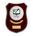 Customise a crest plaque with round porcelain on curved wood