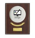 Customise a crest plaque on rectangular wood with round porcelain