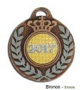Medalla deportiva bicolor bronce y plata y de 55mm personalizada a 2 caras