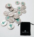 Set of 20 mus counters with the pharmacy symbol enamelled in green