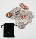 Set of 20 mus counters with the Guardia Civil emblem and Spanish flag