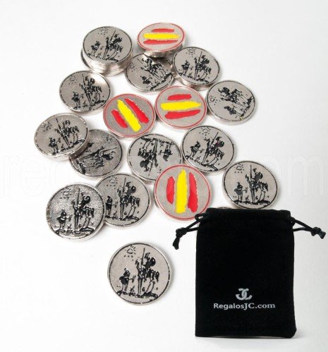 Set of 20 Dalí's Don Quixote mus counters in nickel metal with colours
