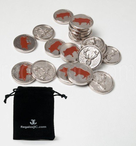 Set of 20 mus counters with hunting motifs