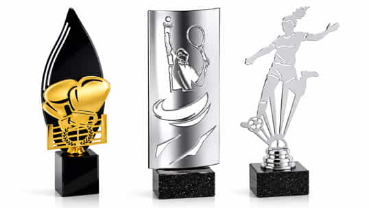 Catálogo de trofeos de metal personalizados para competiciones deportivas y reconocimientos